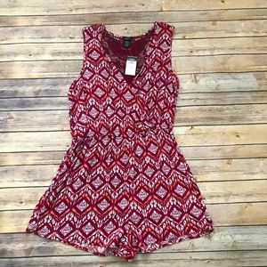 Maroon and Orange Tribal Romper